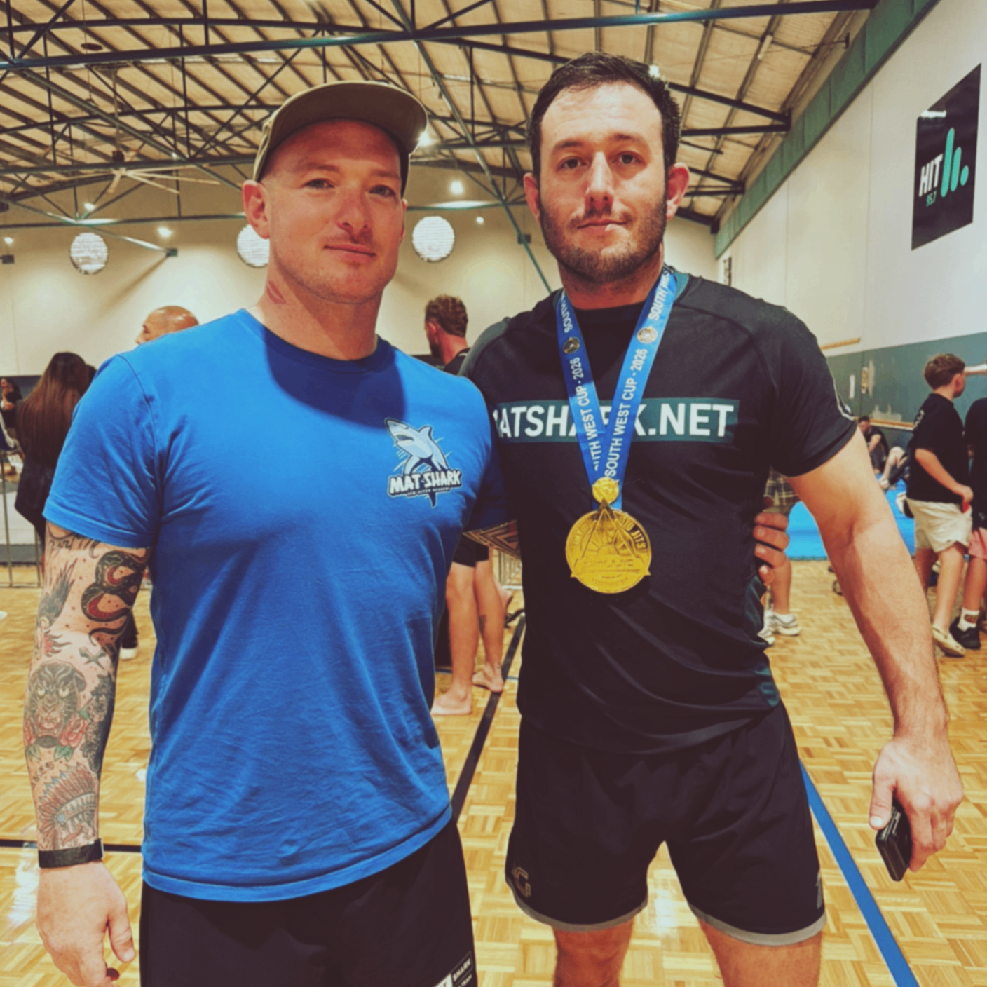 A Mat Shark competitor with his gold medal after a tournament